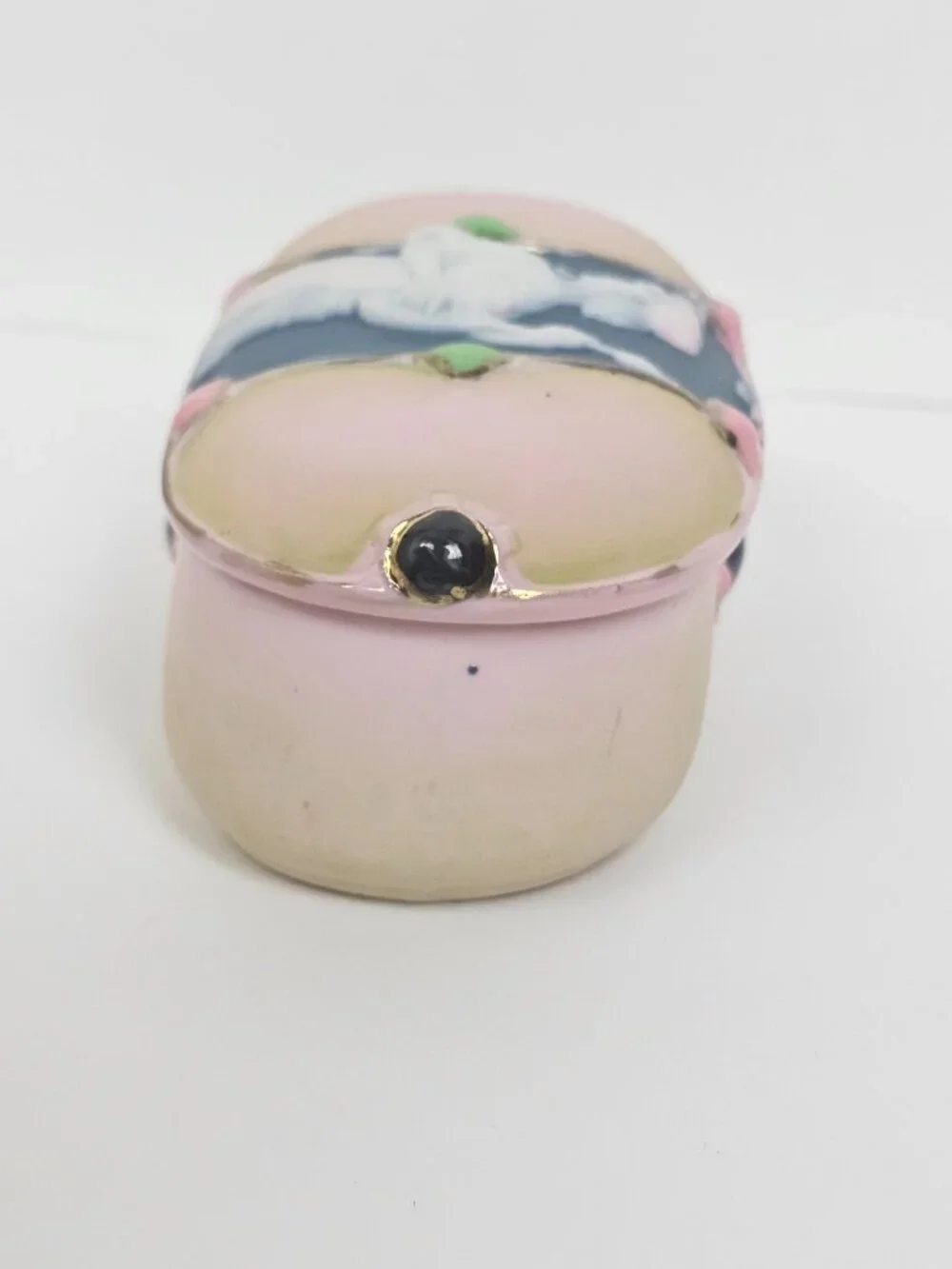 Schafer & Vater Art Nouveau Enamel Porcelain Trinket Box Cameo Jeweled Antique